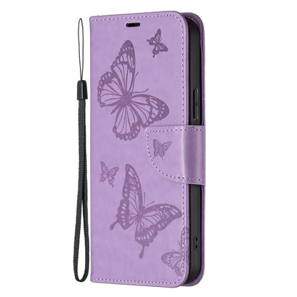 For Xiaomi Poco F5 5G / Redmi Note 12 Turbo Two Butterflies Embossing Leather Phone Case(Purple) - Xiaomi Cases by PMC Jewellery | Online Shopping South Africa | PMC Jewellery