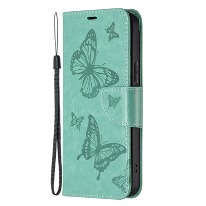 For Xiaomi Redmi 12 4G Two Butterflies Embossing Leather Phone Case(Green) - Xiaomi Cases by PMC Jewellery | Online Shopping South Africa | PMC Jewellery