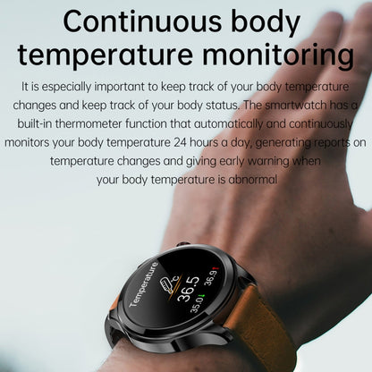 TK22 1.39 inch IP67 Waterproof Leather Band Smart Watch Supports ECG / Non-invasive Blood Sugar(Brown) - Smart Watches by PMC Jewellery | Online Shopping South Africa | PMC Jewellery