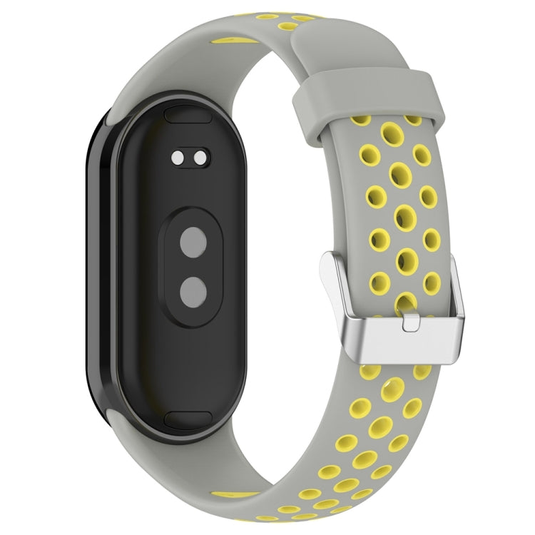 For Xiaomi Mi Band 8 Two-color Steel Plug Silicone Watch Band(Grey Yellow) - Watch Bands by PMC Jewellery | Online Shopping South Africa | PMC Jewellery