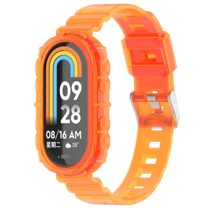 For Xiaomi Mi Band 8 Integrated Transparent Silicone Watch Band(Orange) - Watch Bands by PMC Jewellery | Online Shopping South Africa | PMC Jewellery