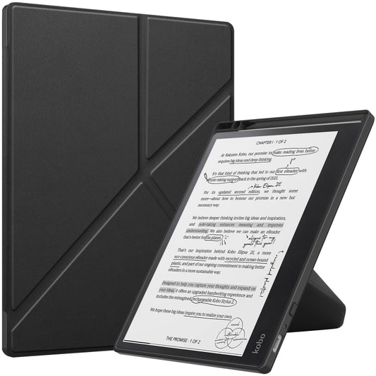 For Kobo Elipsa 2E Solid Color Deformation TPU Leather Smart Tablet Case(Black) - Others by PMC Jewellery | Online Shopping South Africa | PMC Jewellery