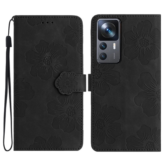 For Xiaomi 12T  / 12T Pro Flower Embossing Pattern Leather Phone Case(Black) - Xiaomi Cases by PMC Jewellery | Online Shopping South Africa | PMC Jewellery