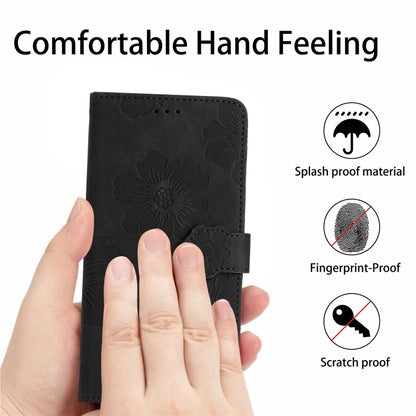 For Xiaomi Redmi Note 12S Flower Embossing Pattern Leather Phone Case(Black) - Xiaomi Cases by PMC Jewellery | Online Shopping South Africa | PMC Jewellery