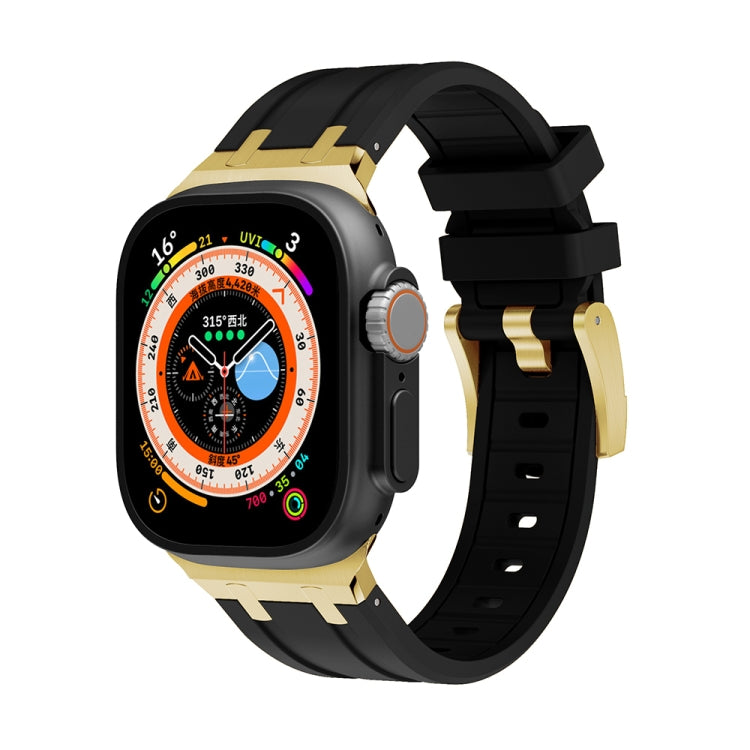AP Silicone Watch Band For Apple Watch 8 41mm(Gold Black) - Watch Bands by PMC TechLife | Online Shopping South Africa | PMC TechLife