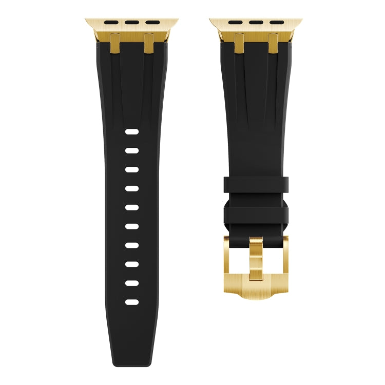 AP Silicone Watch Band For Apple Watch 8 41mm(Gold Black) - Watch Bands by PMC TechLife | Online Shopping South Africa | PMC TechLife