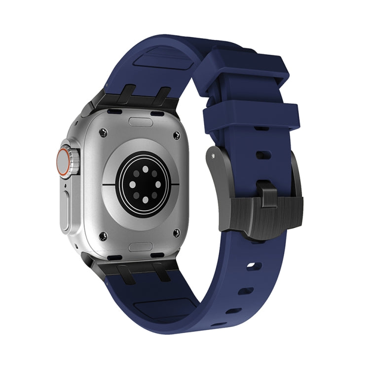 AP Silicone Watch Band For Apple Watch 8 41mm(Black Blue) - Watch Bands by PMC TechLife | Online Shopping South Africa | PMC TechLife