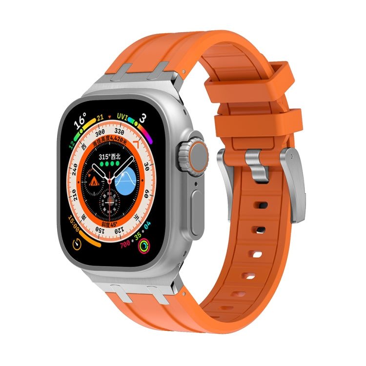 AP Silicone Watch Band For Apple Watch 8 45mm(Silver Orange) - Watch Bands by PMC TechLife | Online Shopping South Africa | PMC TechLife