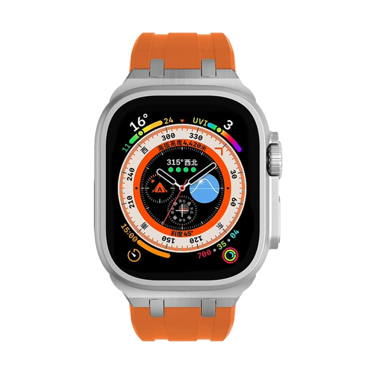 AP Silicone Watch Band For Apple Watch 8 45mm(Silver Orange) - Watch Bands by PMC TechLife | Online Shopping South Africa | PMC TechLife