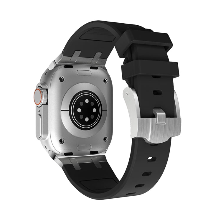 AP Silicone Watch Band For Apple Watch SE 2022 44mm(Silver Black) - Watch Bands by PMC TechLife | Online Shopping South Africa | PMC TechLife
