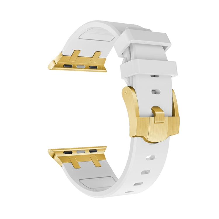 AP Silicone Watch Band For Apple Watch SE 2022 44mm(Gold White) - Watch Bands by PMC Jewellery | Online Shopping South Africa | PMC Jewellery