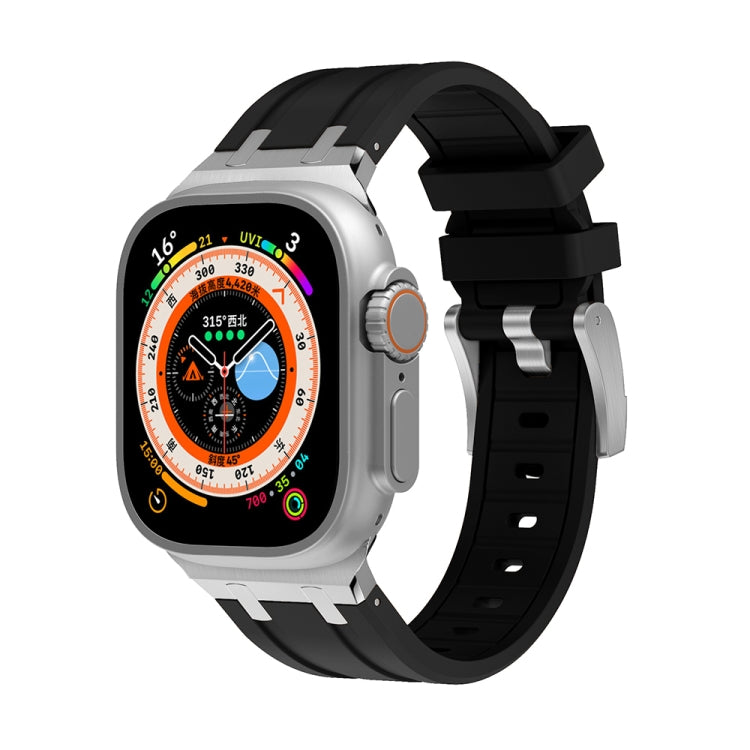 AP Silicone Watch Band For Apple Watch 4 40mm(Silver Black) - Watch Bands by PMC TechLife | Online Shopping South Africa | PMC TechLife