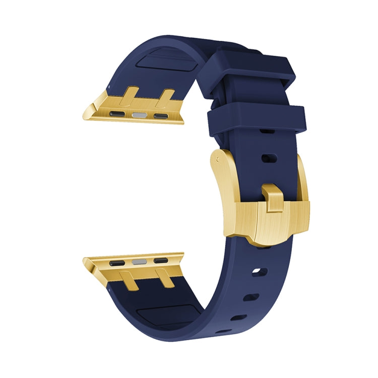 AP Silicone Watch Band For Apple Watch 3 38mm(Gold Blue) - Watch Bands by PMC TechLife | Online Shopping South Africa | PMC TechLife