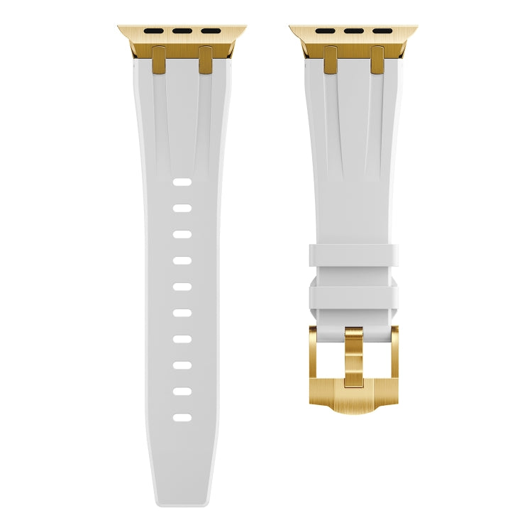 AP Silicone Watch Band For Apple Watch 3 42mm(Gold White) - Watch Bands by PMC TechLife | Online Shopping South Africa | PMC TechLife
