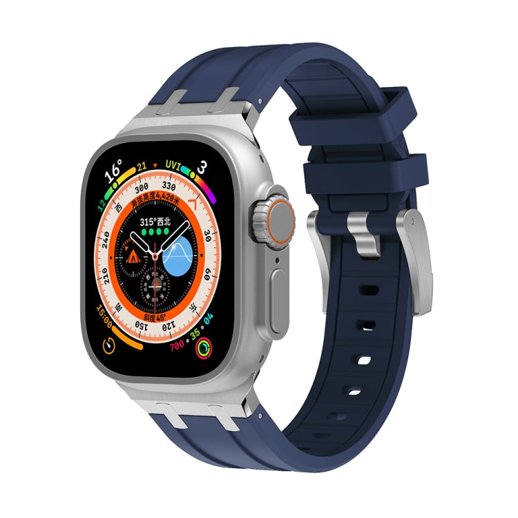 AP Silicone Watch Band For Apple Watch 2 38mm(Silver Blue) - Watch Bands by PMC TechLife | Online Shopping South Africa | PMC TechLife