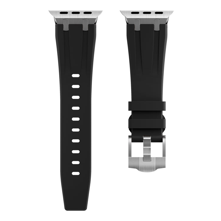 AP Silicone Watch Band For Apple Watch 38mm(Silver Black) - Watch Bands by PMC Jewellery | Online Shopping South Africa | PMC Jewellery