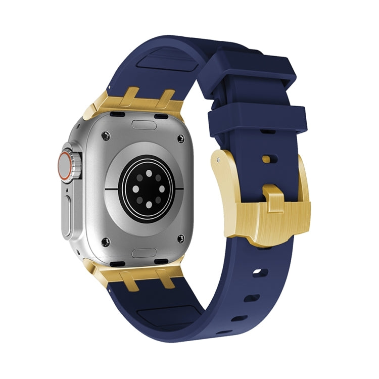 AP Silicone Watch Band For Apple Watch 9 45mm(Gold Blue) - Watch Bands by PMC TechLife | Online Shopping South Africa | PMC TechLife