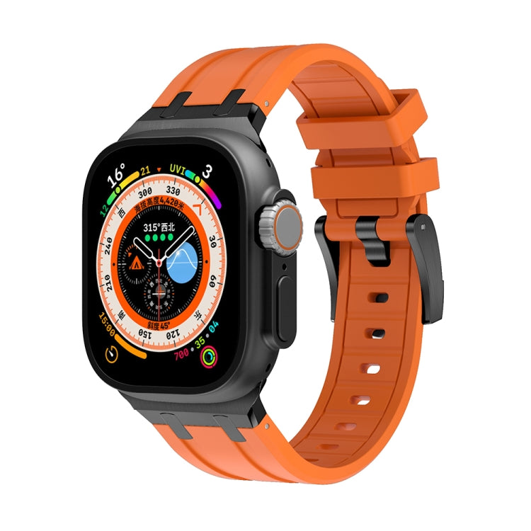 AP Silicone Watch Band For Apple Watch 9 45mm(Black Orange) - Watch Bands by PMC TechLife | Online Shopping South Africa | PMC TechLife