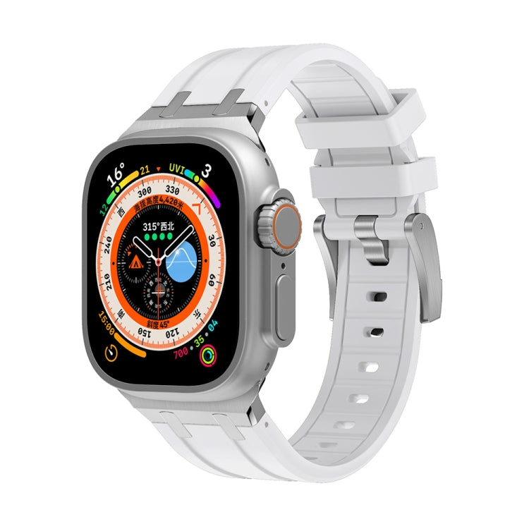 AP Silicone Watch Band For Apple Watch 9 45mm(Silver White) - Watch Bands by PMC TechLife | Online Shopping South Africa | PMC TechLife