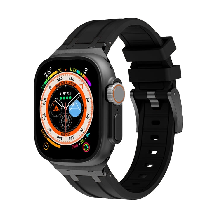 AP Silicone Watch Band For Apple Watch 9 41mm(Black Black) - Watch Bands by PMC TechLife | Online Shopping South Africa | PMC TechLife