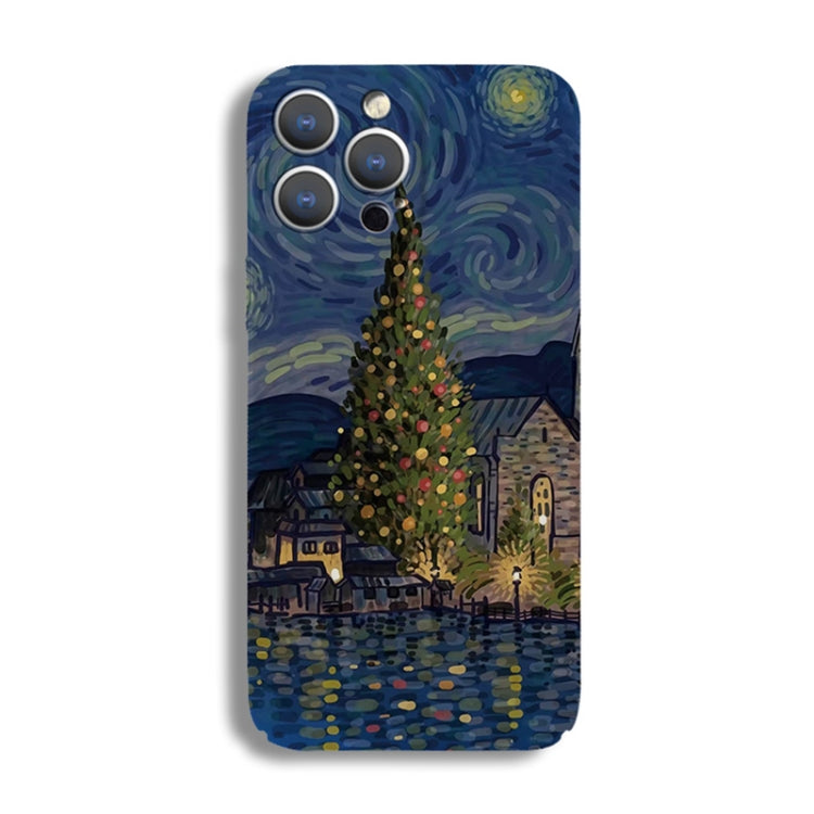 For iPhone 14 Precise Hole Oil Painting Pattern PC Phone Case(Castle) - iPhone 14 Cases by PMC TechLife | Online Shopping South Africa | PMC TechLife