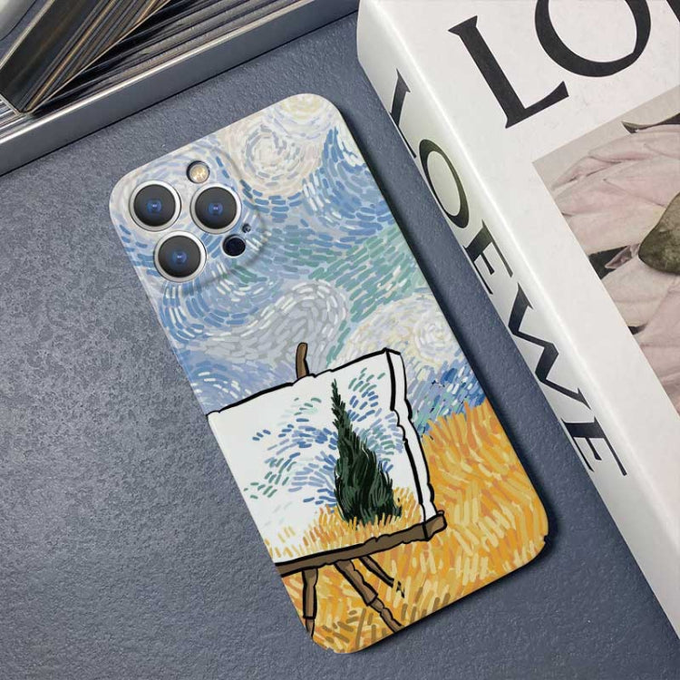 For iPhone 14 Pro Precise Hole Oil Painting Pattern PC Phone Case(Landscape Painting) - free shipping - PMC TechLife - Order now!