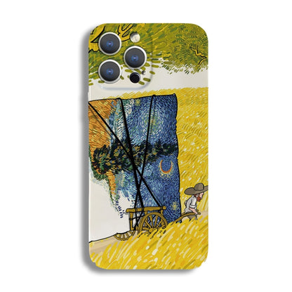 For iPhone 13 Precise Hole Oil Painting Pattern PC Phone Case(Handcart) - iPhone 13 Cases by PMC Jewellery | Online Shopping South Africa | PMC Jewellery