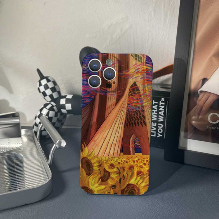 For iPhone 12 mini Precise Hole Oil Painting Pattern PC Phone Case(Architectural Painting) - iPhone 12 mini Cases by PMC Jewellery | Online Shopping South Africa | PMC Jewellery