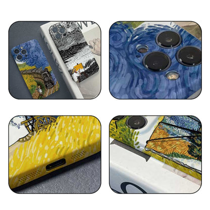 For iPhone 12 Precise Hole Oil Painting Pattern PC Phone Case(Train) - iPhone 12 / 12 Pro Cases by PMC Jewellery | Online Shopping South Africa | PMC Jewellery