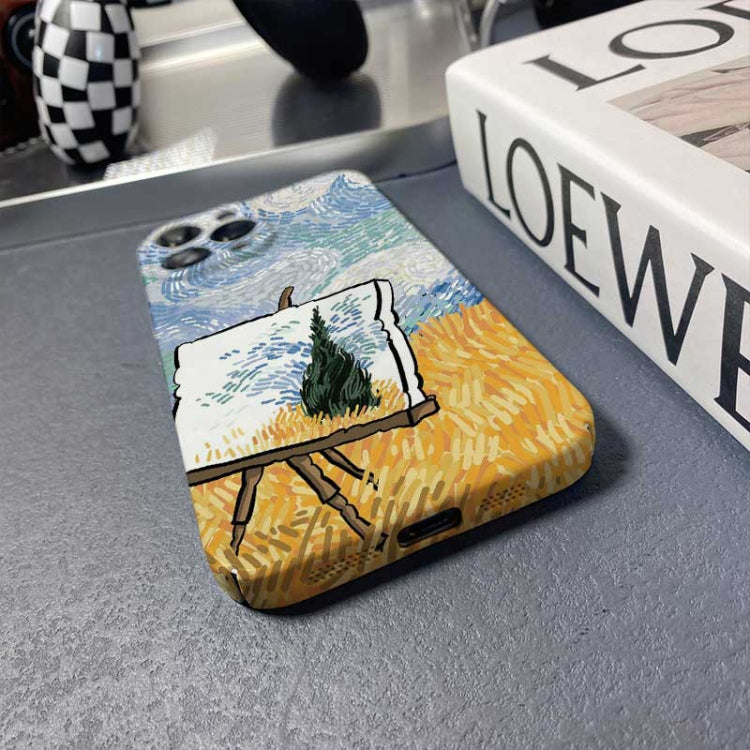 For iPhone 12 Pro Precise Hole Oil Painting Pattern PC Phone Case(Landscape Painting) - iPhone 12 / 12 Pro Cases by PMC Jewellery | Online Shopping South Africa | PMC Jewellery