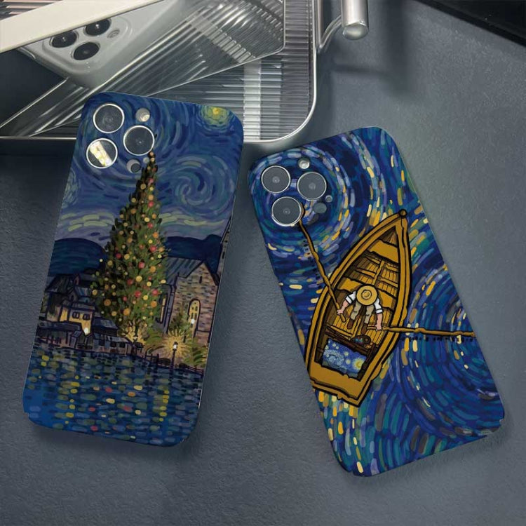 For iPhone 12 Pro Max Precise Hole Oil Painting Pattern PC Phone Case(Castle) - iPhone 12 Pro Max Cases by PMC TechLife | Online Shopping South Africa | PMC TechLife