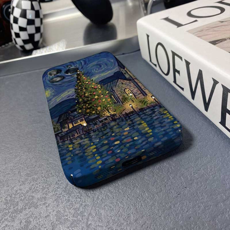 For iPhone 8 Plus / 7 Plus Precise Hole Oil Painting Pattern PC Phone Case(Castle) - More iPhone Cases by PMC TechLife | Online Shopping South Africa | PMC TechLife