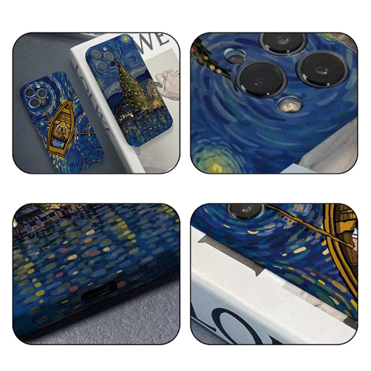 For iPhone 8 Plus / 7 Plus Precise Hole Oil Painting Pattern PC Phone Case(Boating) - More iPhone Cases by PMC TechLife | Online Shopping South Africa | PMC TechLife
