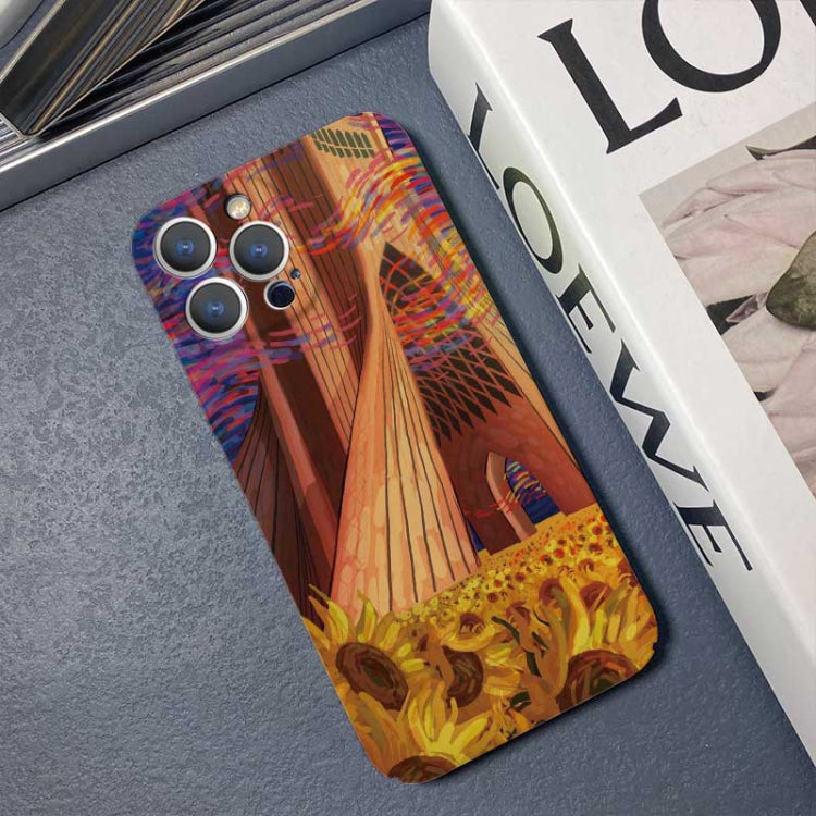 For iPhone X / XS Precise Hole Oil Painting Pattern PC Phone Case(Architectural Painting) - More iPhone Cases by PMC TechLife | Online Shopping South Africa | PMC TechLife