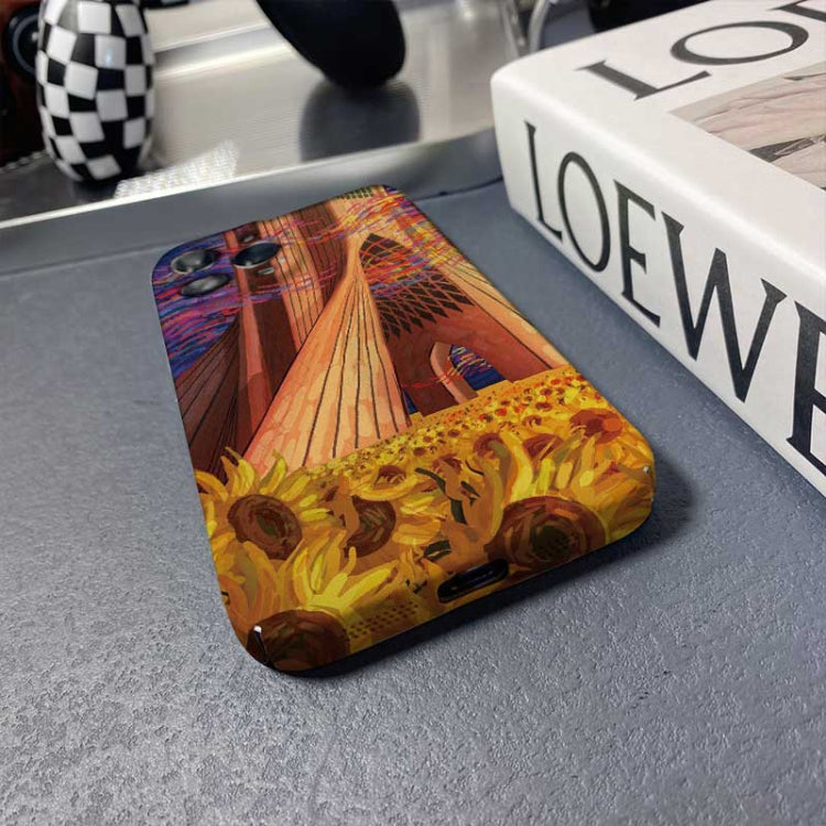 For iPhone X / XS Precise Hole Oil Painting Pattern PC Phone Case(Architectural Painting) - More iPhone Cases by PMC TechLife | Online Shopping South Africa | PMC TechLife
