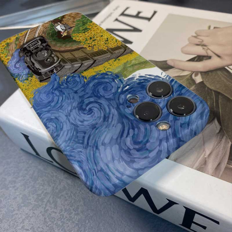 For iPhone XR Precise Hole Oil Painting Pattern PC Phone Case(Handcart) - More iPhone Cases by PMC TechLife | Online Shopping South Africa | PMC TechLife