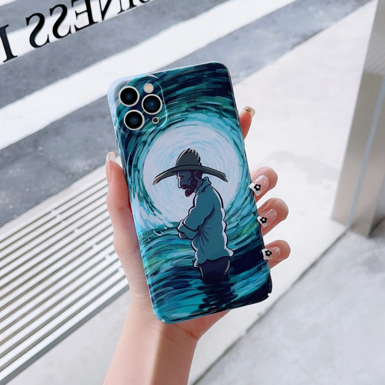 For iPhone 13 mini Precise Hole Oil Painting Pattern PC Phone Case(Thinker) - iPhone 13 mini Cases by PMC TechLife | Online Shopping South Africa | PMC TechLife