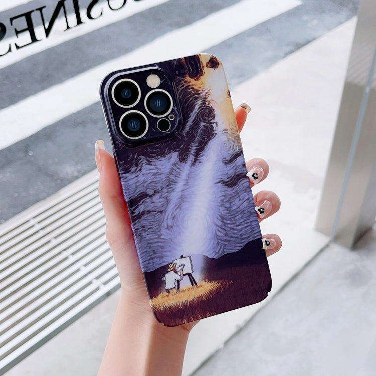 For iPhone X / XS Precise Hole Oil Painting Pattern PC Phone Case(Shine) - More iPhone Cases by PMC TechLife | Online Shopping South Africa | PMC TechLife