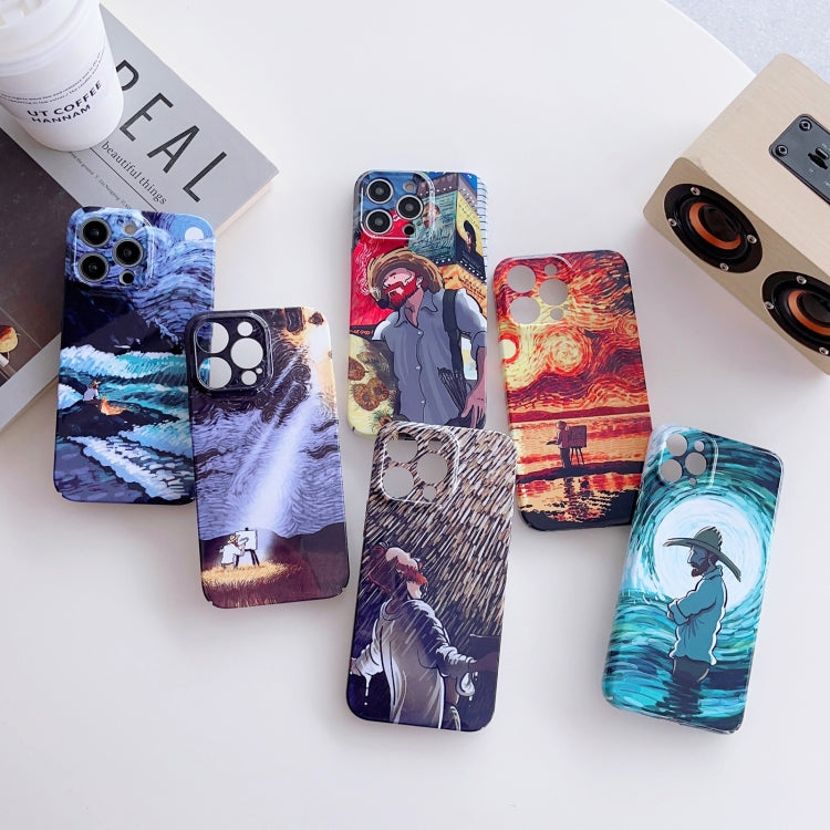 For iPhone 12 Pro Precise Hole Oil Painting Pattern PC Phone Case(Shine) - iPhone 12 / 12 Pro Cases by PMC TechLife | Online Shopping South Africa | PMC TechLife