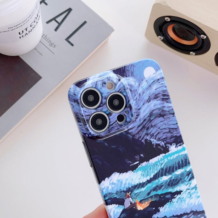 For iPhone XR Precise Hole Oil Painting Pattern PC Phone Case(Rain) - More iPhone Cases by PMC TechLife | Online Shopping South Africa | PMC TechLife