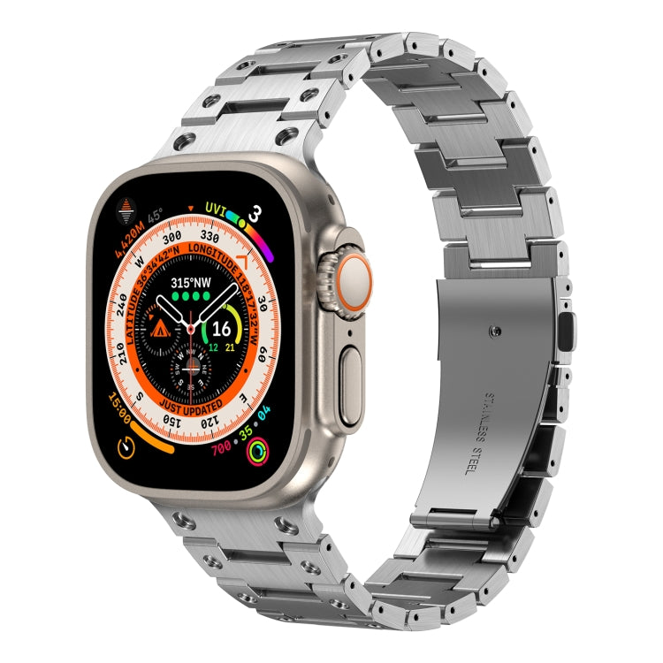 Double Rows Metal Watch Band For Apple Watch Ultra 49mm(Silver) - Watch Bands by PMC TechLife | Online Shopping South Africa | PMC TechLife