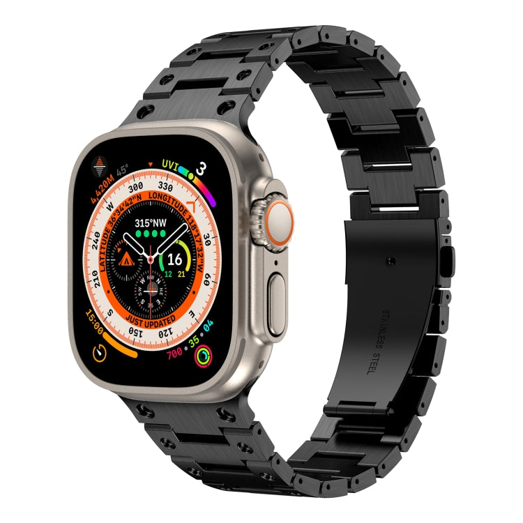 Double Rows Metal Watch Band For Apple Watch 7 41mm(Black) - Watch Bands by PMC TechLife | Online Shopping South Africa | PMC TechLife