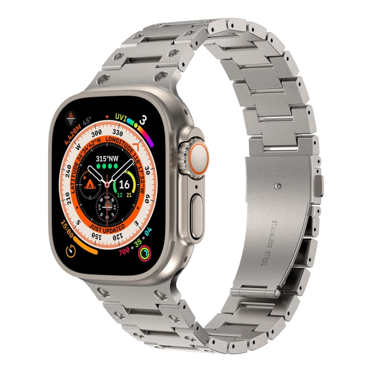 Double Rows Metal Watch Band For Apple Watch SE 2023 44mm(Titanium) - Watch Bands by PMC TechLife | Online Shopping South Africa | PMC TechLife