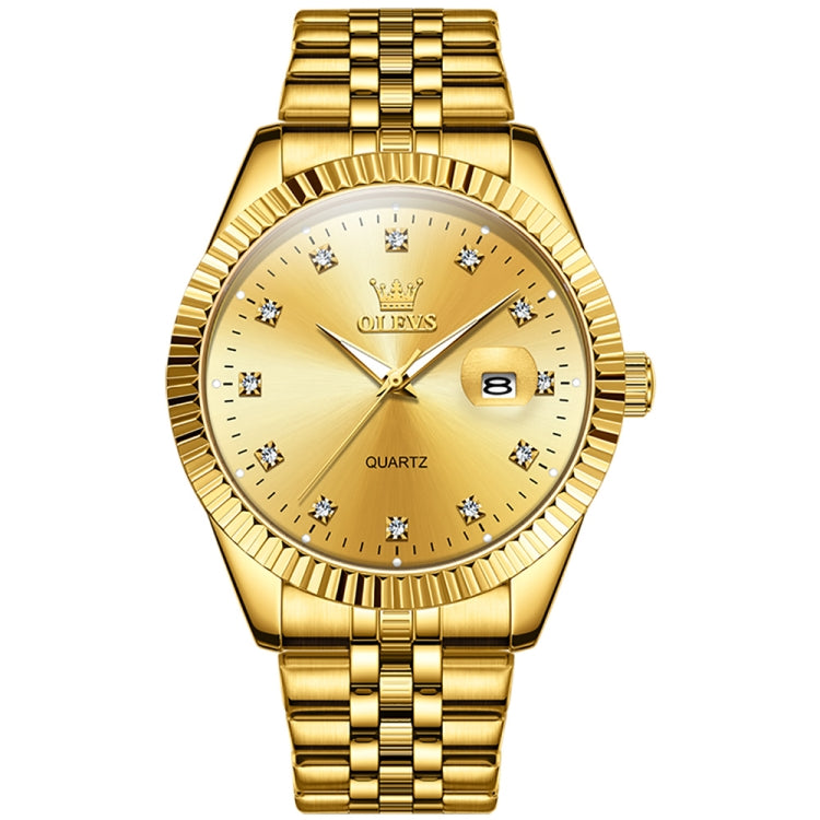 OLEVS 5526 Men Diamond Set Luminous Waterproof Quartz Watch(Gold) - Metal Strap Watches by OLEVS | Online Shopping South Africa | PMC Jewellery | Buy Now Pay Later Mobicred