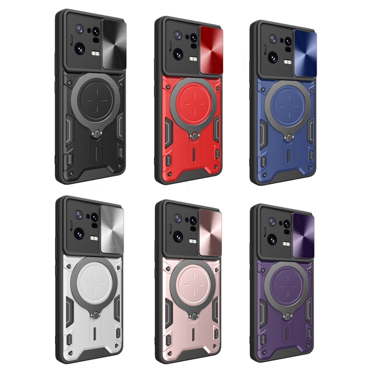 For Xiaomi 13 Pro CD Texture Sliding Camshield Magnetic Holder Phone Case(Blue) - free shipping - PMC TechLife - Order now!