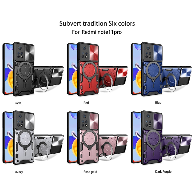 For Xiaomi Redmi Note 11 Pro CD Texture Sliding Camshield Magnetic Holder Phone Case(Purple) - free shipping - PMC TechLife - Order now!