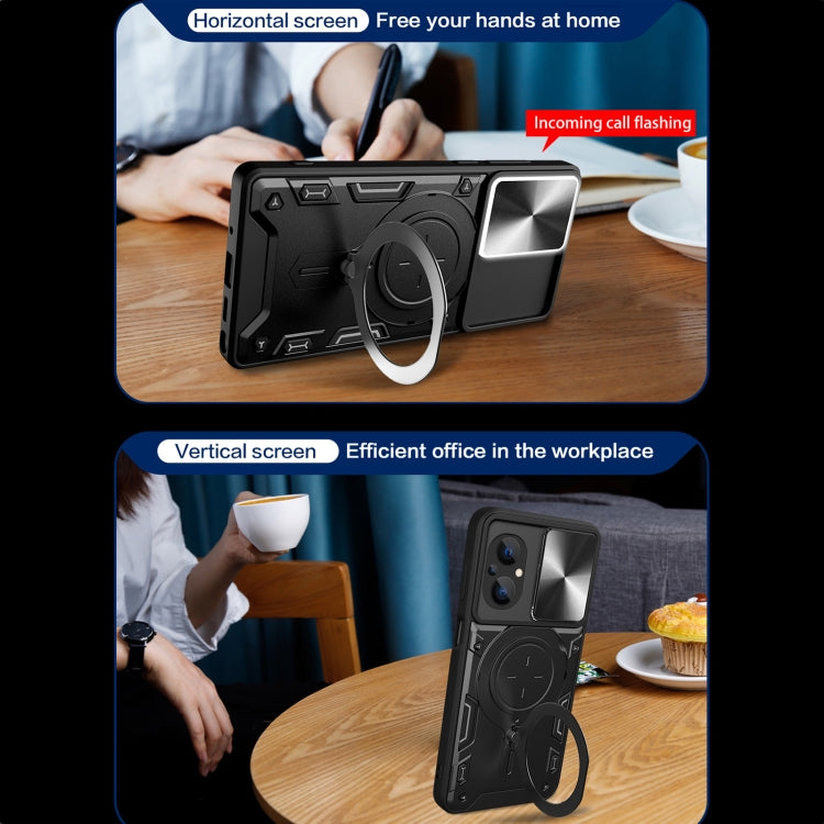 For Xiaomi Poco M5 5G CD Texture Sliding Camshield Magnetic Holder Phone Case(Black) - free shipping - PMC TechLife - Order now!
