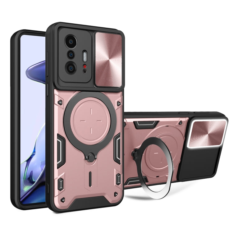 For Xiaomi 11T CD Texture Sliding Camshield Magnetic Holder Phone Case(Pink) - free shipping - PMC TechLife - Order now!