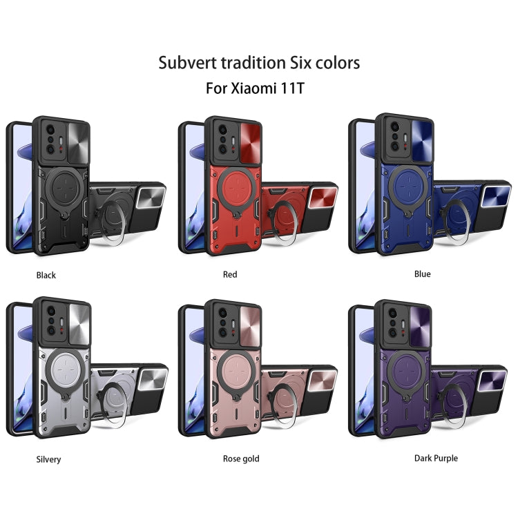 For Xiaomi 11T CD Texture Sliding Camshield Magnetic Holder Phone Case(Silver) - free shipping - PMC TechLife - Order now!
