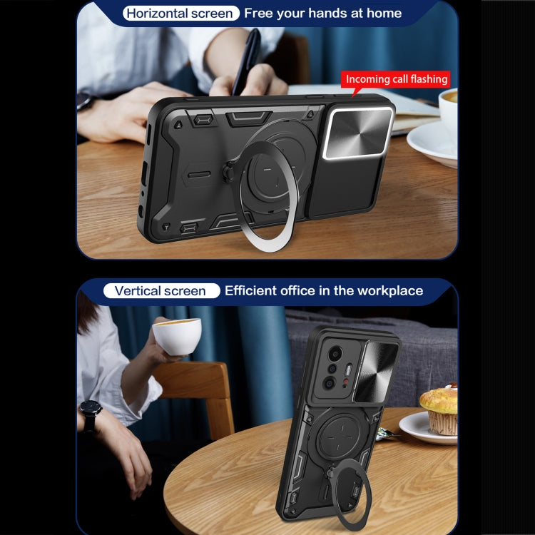 For Xiaomi 11T CD Texture Sliding Camshield Magnetic Holder Phone Case(Silver) - free shipping - PMC TechLife - Order now!
